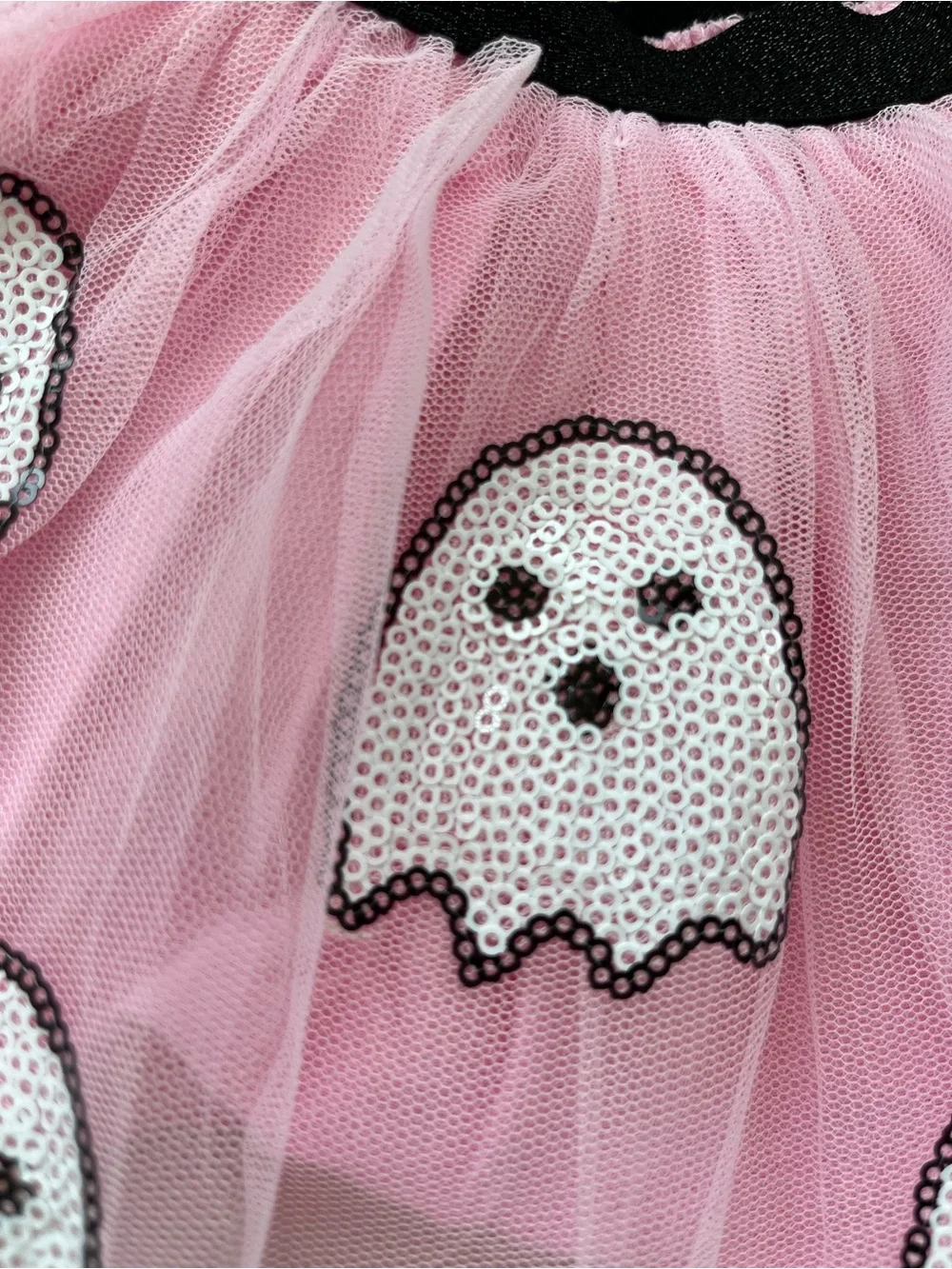 Sweet Wink Pink Ghost Sequin Tulle Skirt for Kids